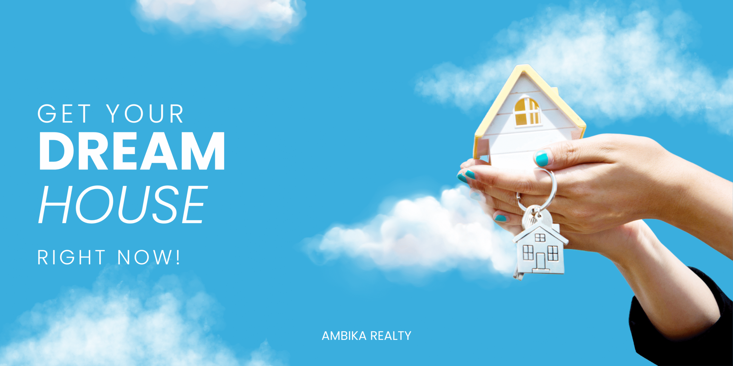 White and Blue Sky Simple Clean Real Estate Banner